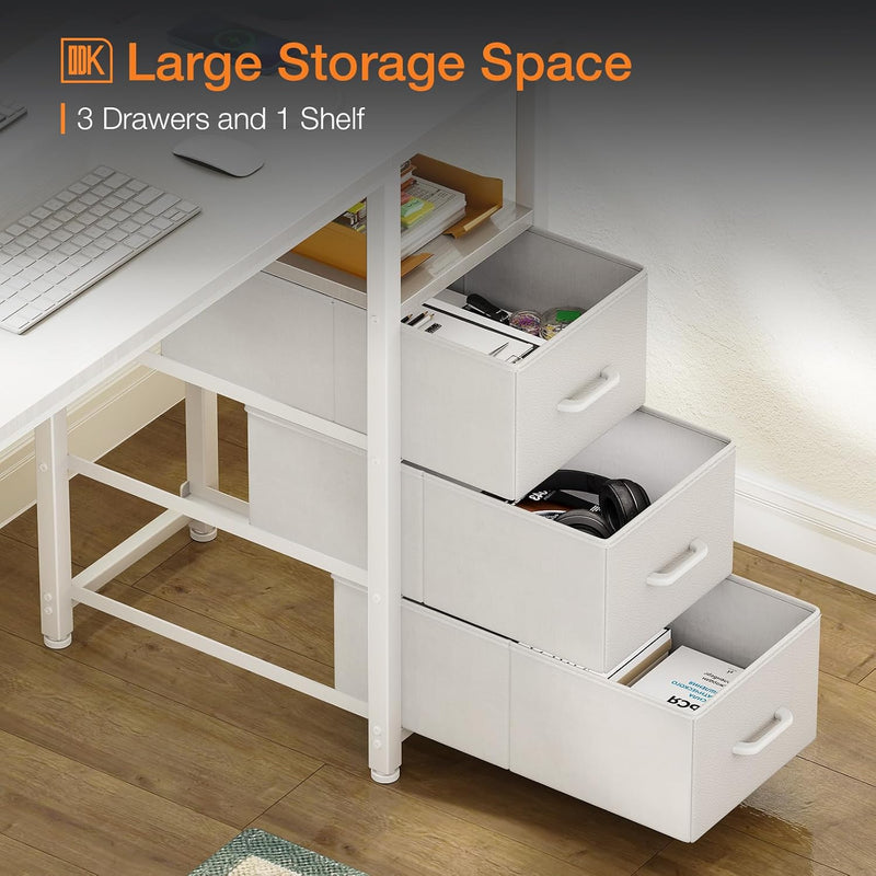 Computer Desk with Drawers Office 2 Sockets