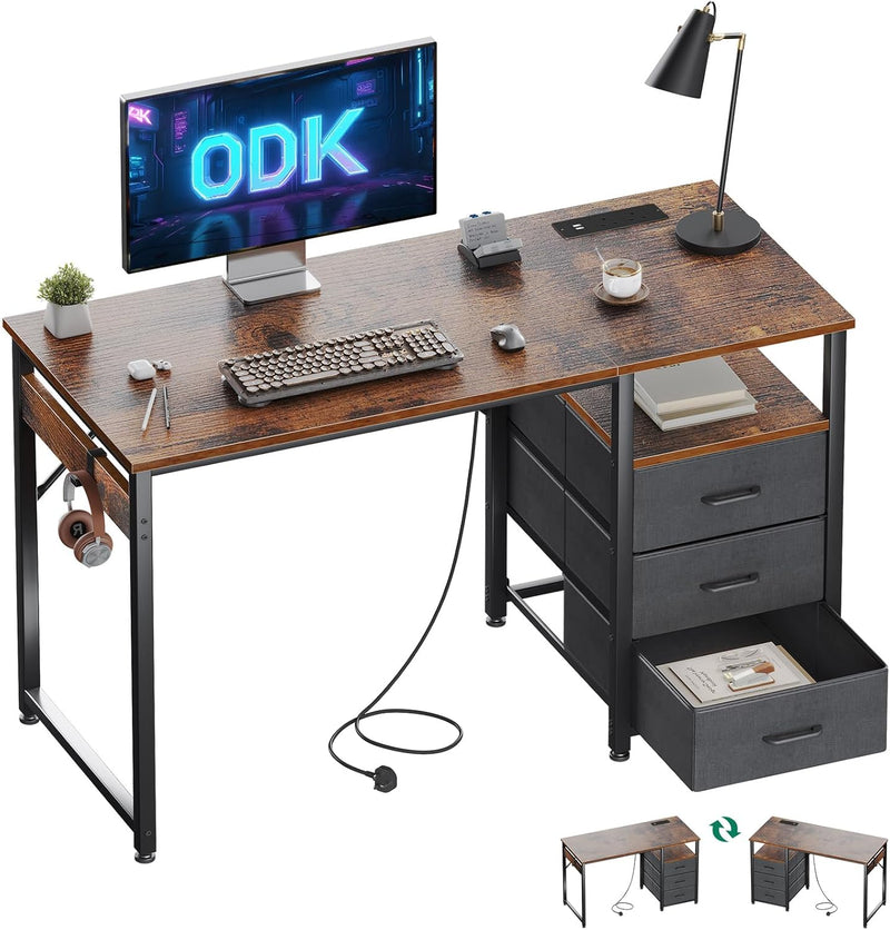 Computer Desk with Drawers Office 2 Sockets