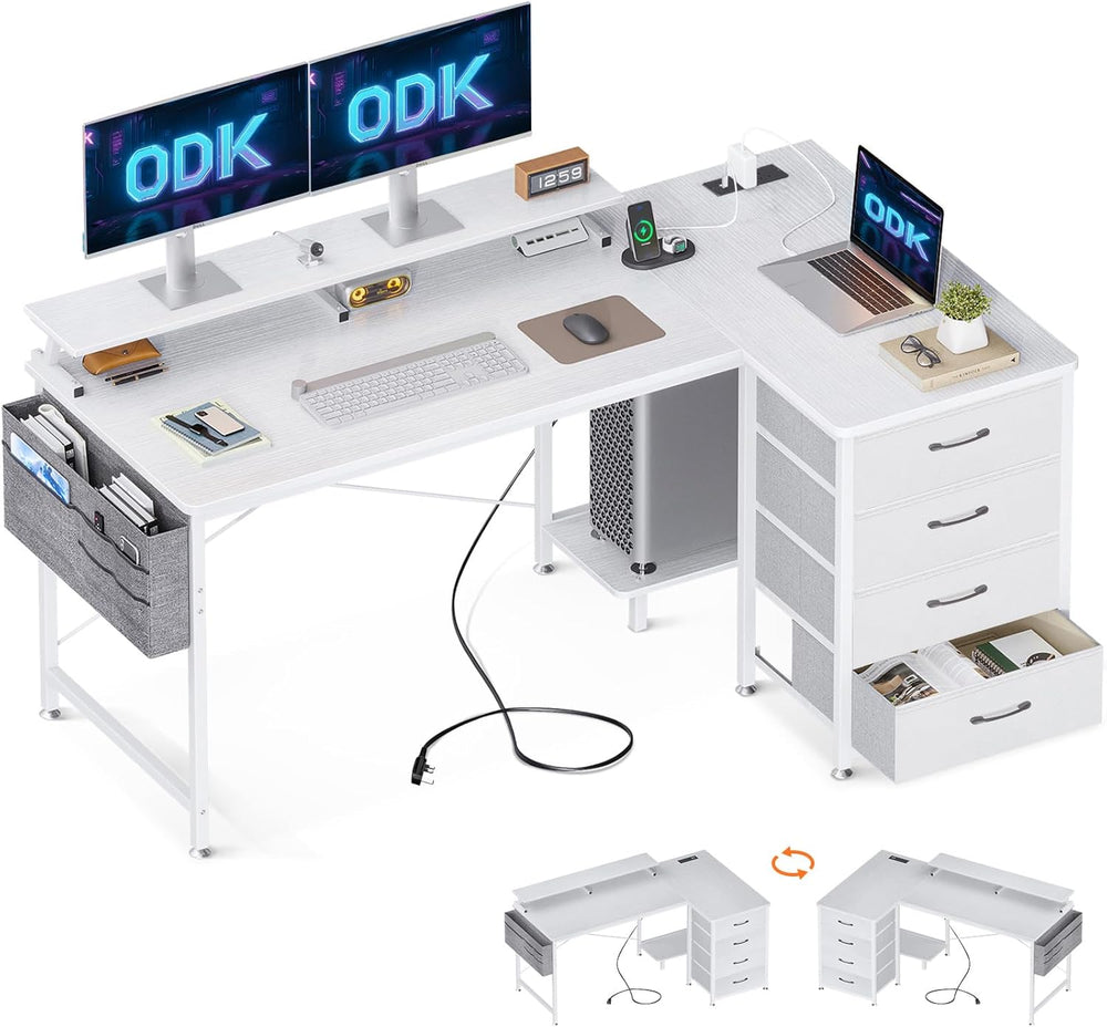 Corner Desk with Drawers L Shaped Computer