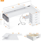 Corner Desk with Drawers L Shaped Computer