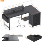 Corner Desk with Drawers L Shaped Computer