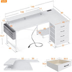 Corner Desk with Drawers L Shaped Computer