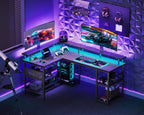 Odk L Shaped Gaming Desk with LED Lights