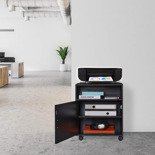 Office Cabinet Storage 3 Shelves Cupboard Tray Home