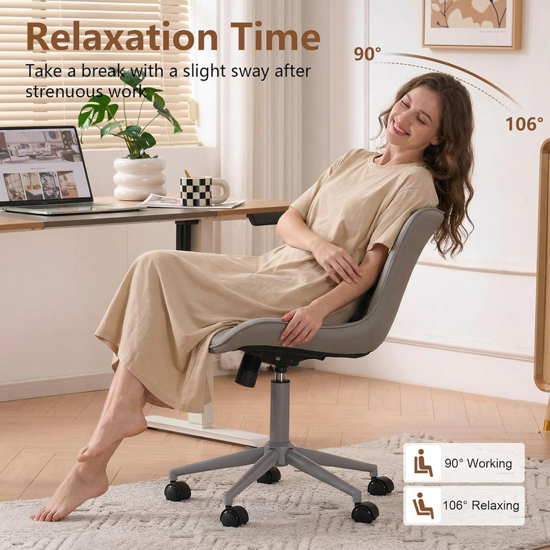 Office Chair Adjustable Armless Desk Chairwith Wheels All