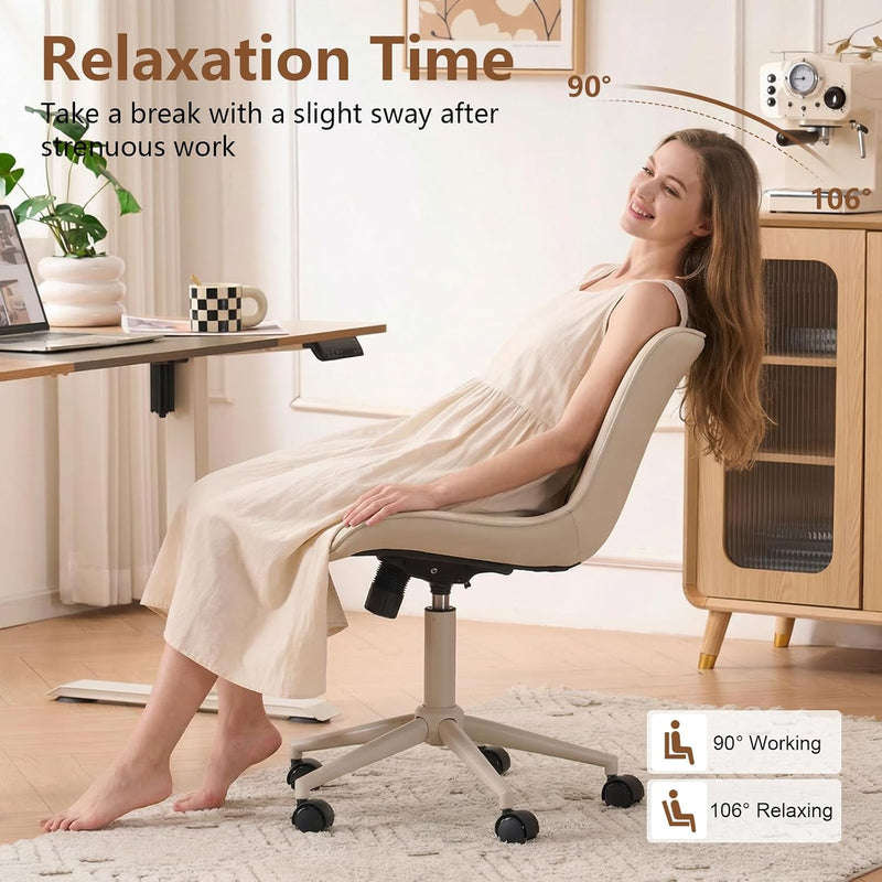 Office Chair Adjustable Armless Desk Chairwith Wheels All