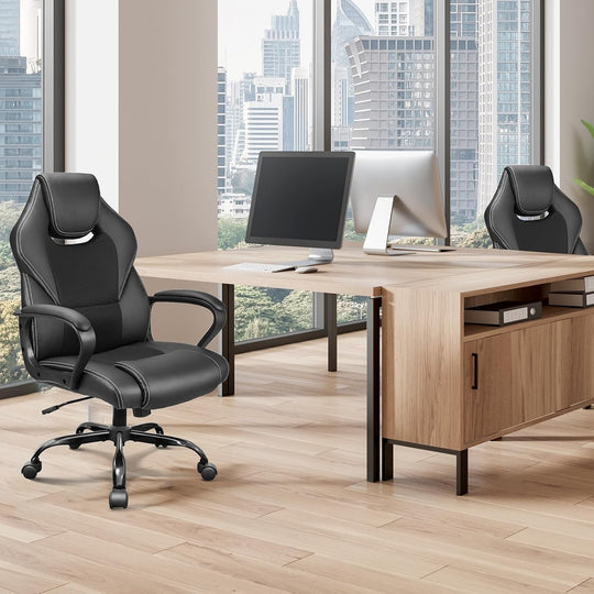 Office Chair PU Leather Ergonomic Computer Desk Comfortable