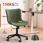 Office Chair Adjustable Ergonomic Desk Armless PU Leather