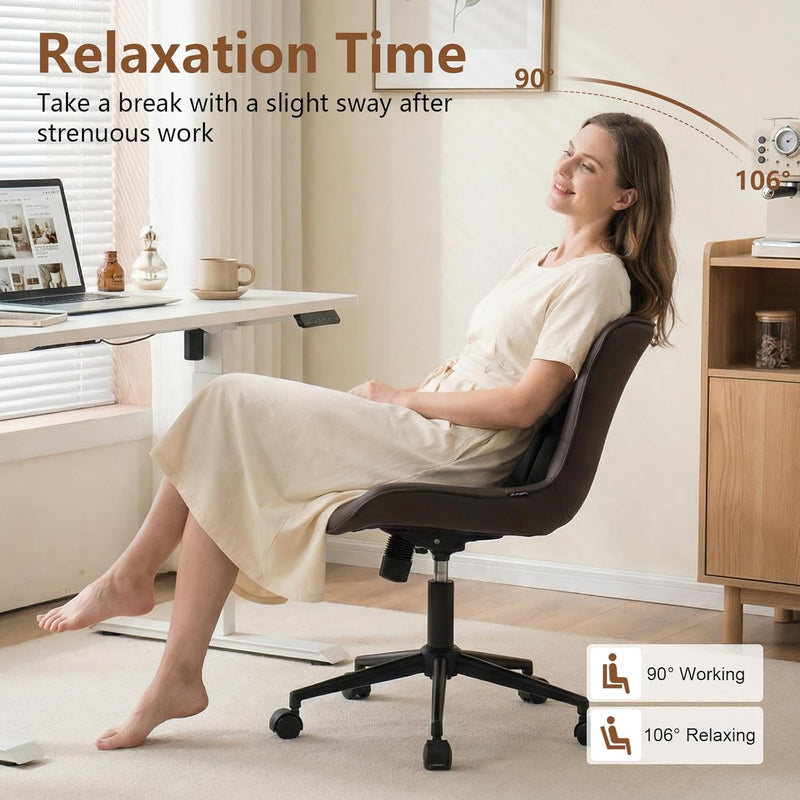 Office Chair Adjustable Armless Desk Chairwith Wheels All