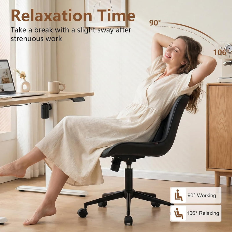 Office Chair Adjustable Armless Desk Chairwith Wheels All