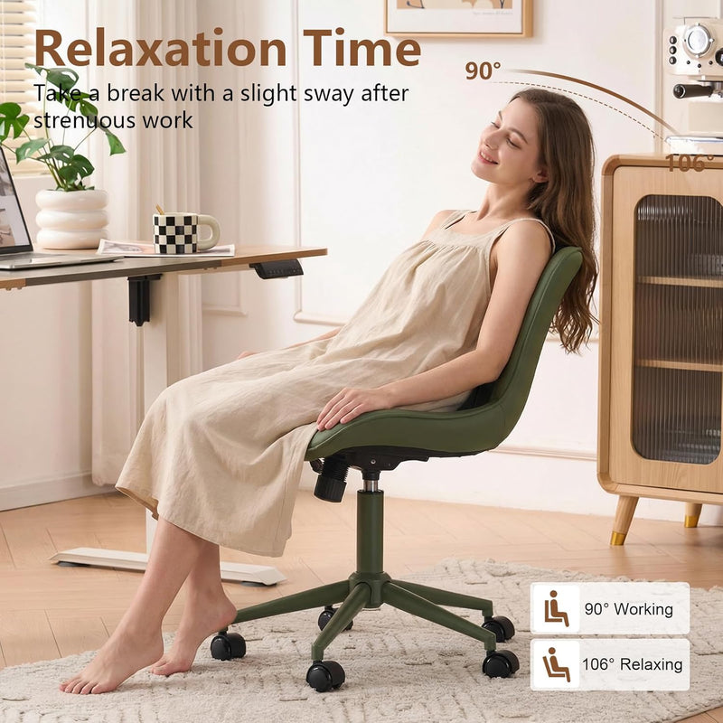 Office Chair Adjustable Armless Desk Chairwith Wheels All