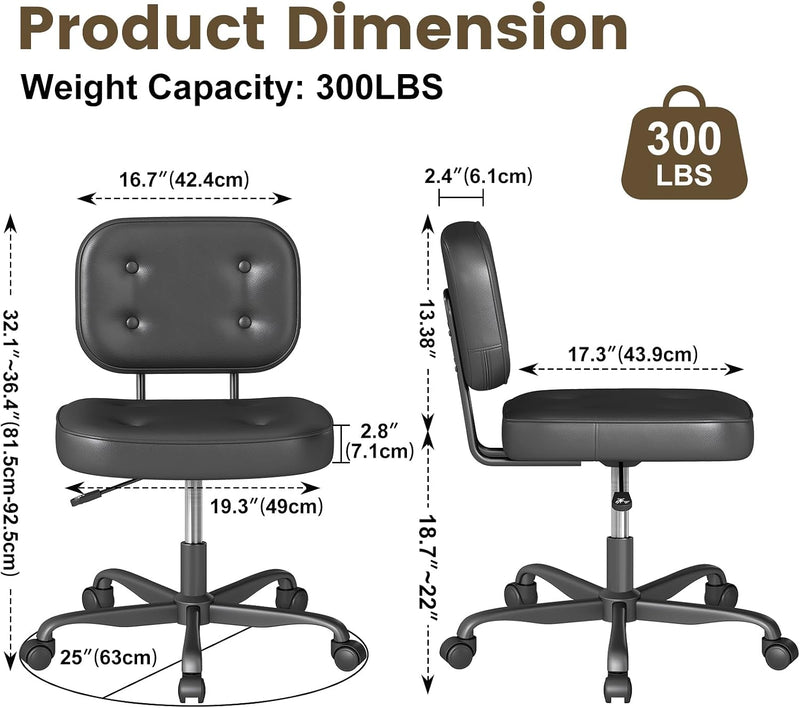 Office Chair Adjustable Swivel Desk Seat PU Leather