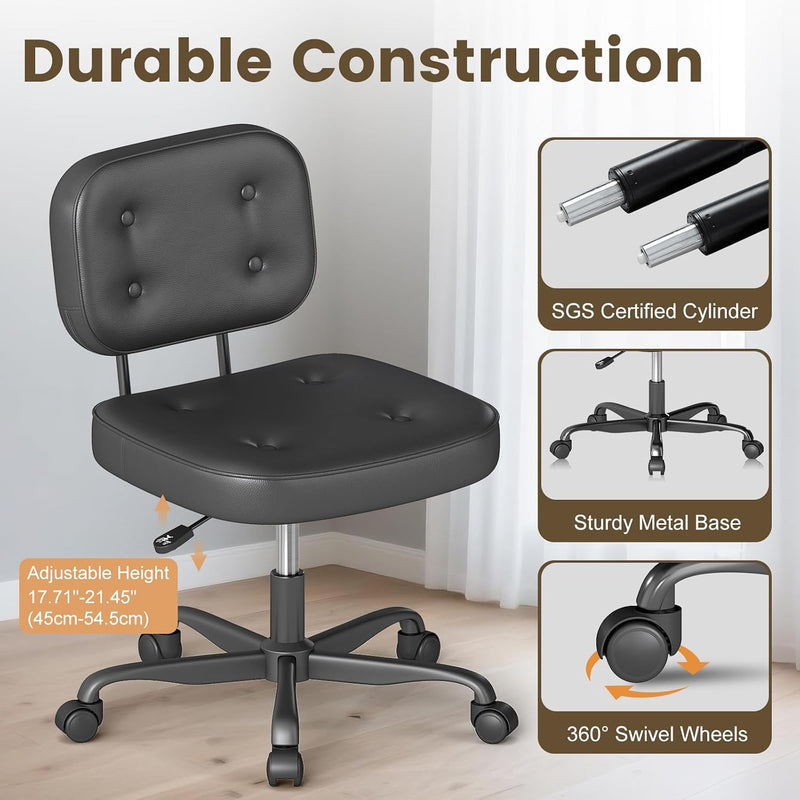 Office Chair Adjustable Swivel Desk Seat PU Leather