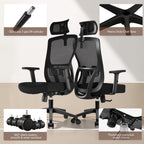 Office Chair Desk with Adjustable Headrest Lumbar Support