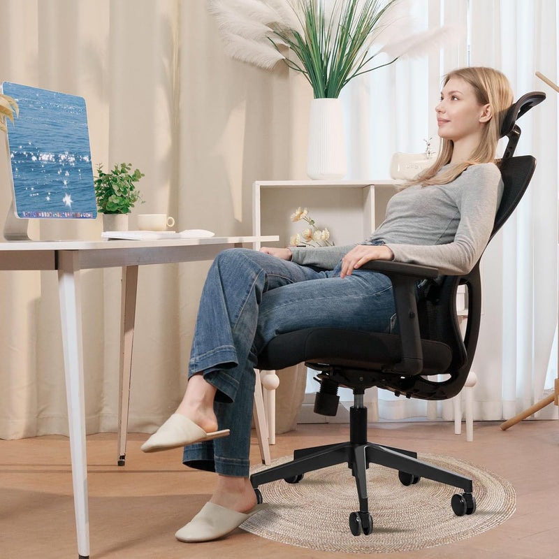 Office Chair Desk with Adjustable Headrest Lumbar Support