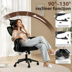 Office Chair Desk with Adjustable Headrest Lumbar Support