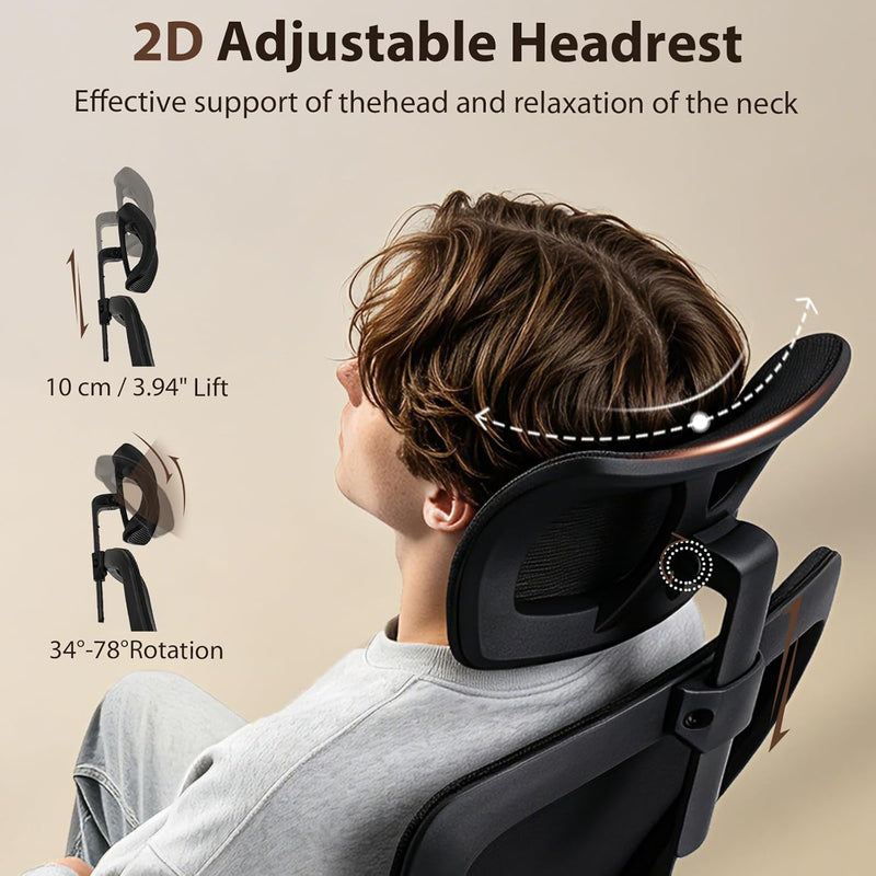 Office Chair Desk with Adjustable Headrest Lumbar Support