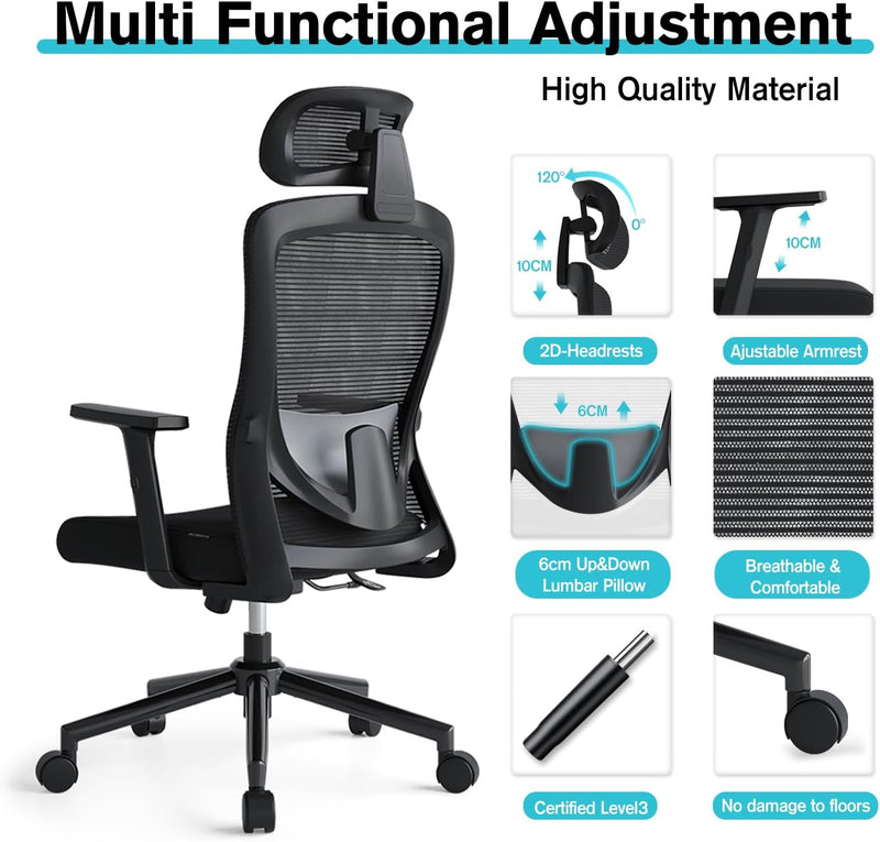 Office Chair Ergonomic Desk Chairs with Adjustable Lumbar