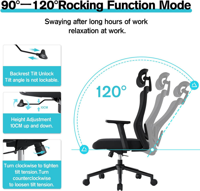 Office Chair Ergonomic Desk Chairs with Adjustable Lumbar