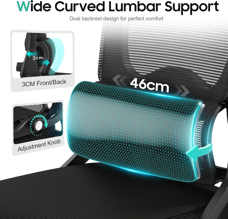 Office Chair Ergonomic Desk -Dual Backrest Design