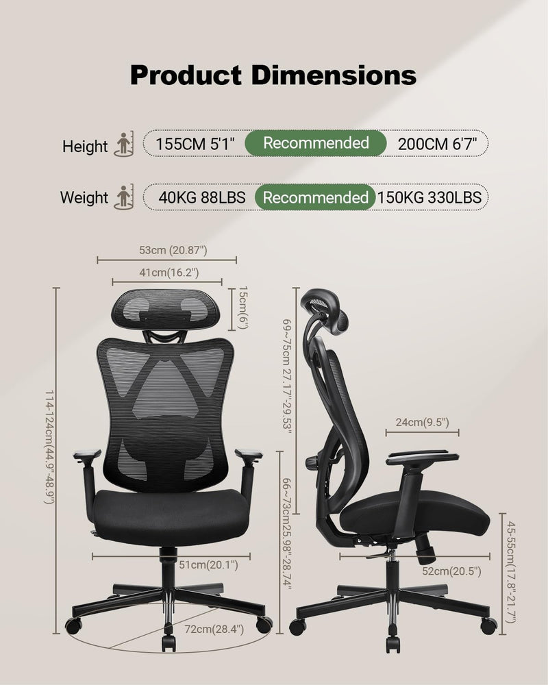 Ergonomic Office Chair High Back Mesh Desk PU