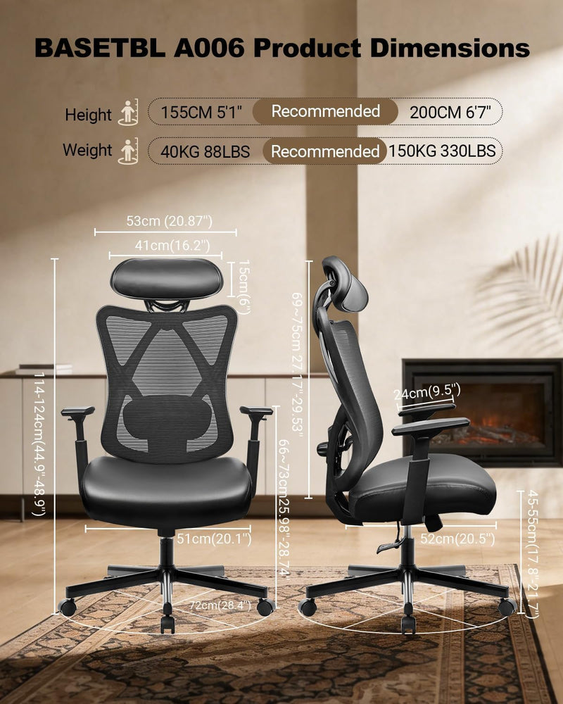 Ergonomic Office Chair High Back Mesh Desk PU