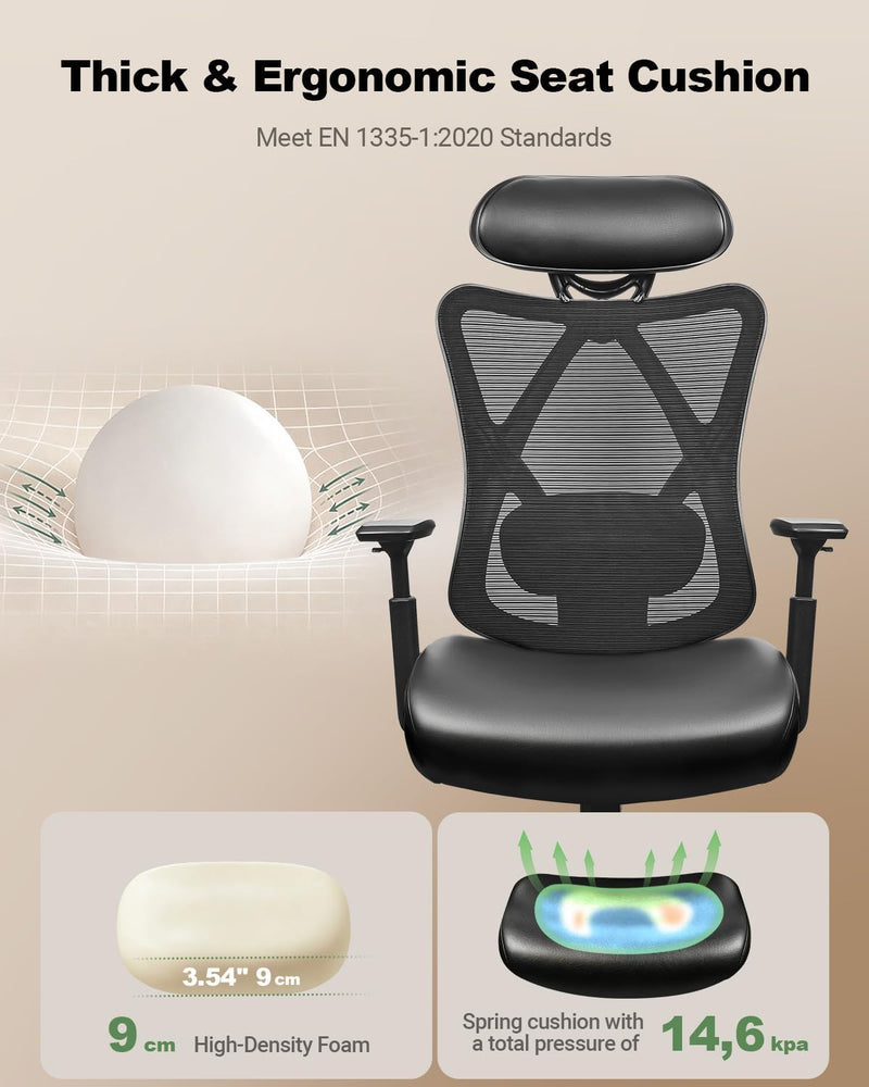Ergonomic Office Chair High Back Mesh Desk PU