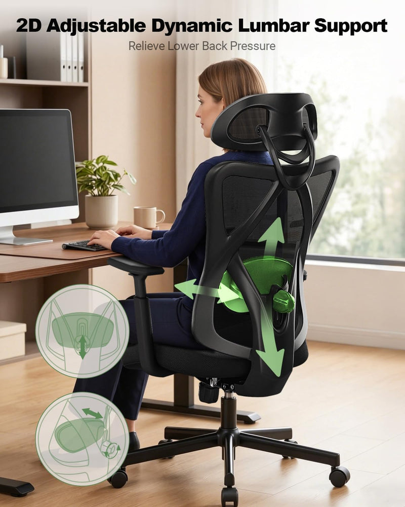 Ergonomic Office Chair High Back Mesh Desk PU