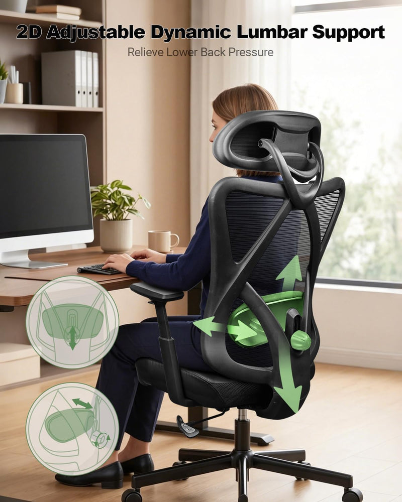 Ergonomic Office Chair High Back Mesh Desk PU