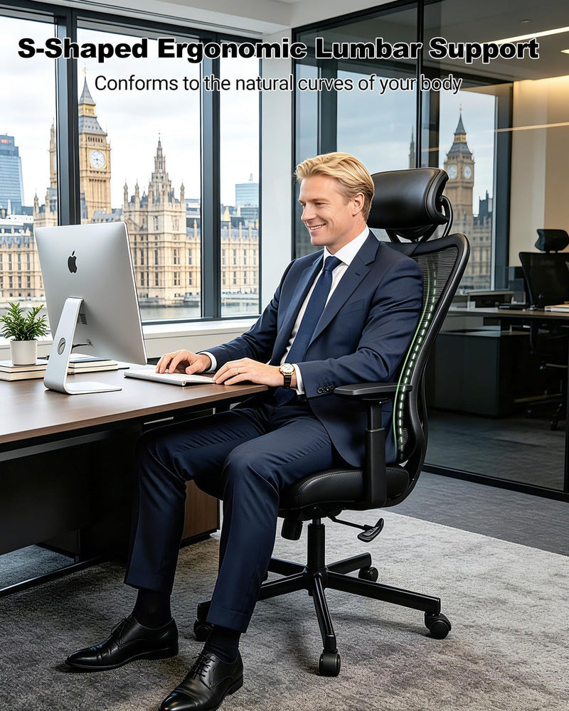 Ergonomic Office Chair High Back Mesh Desk PU