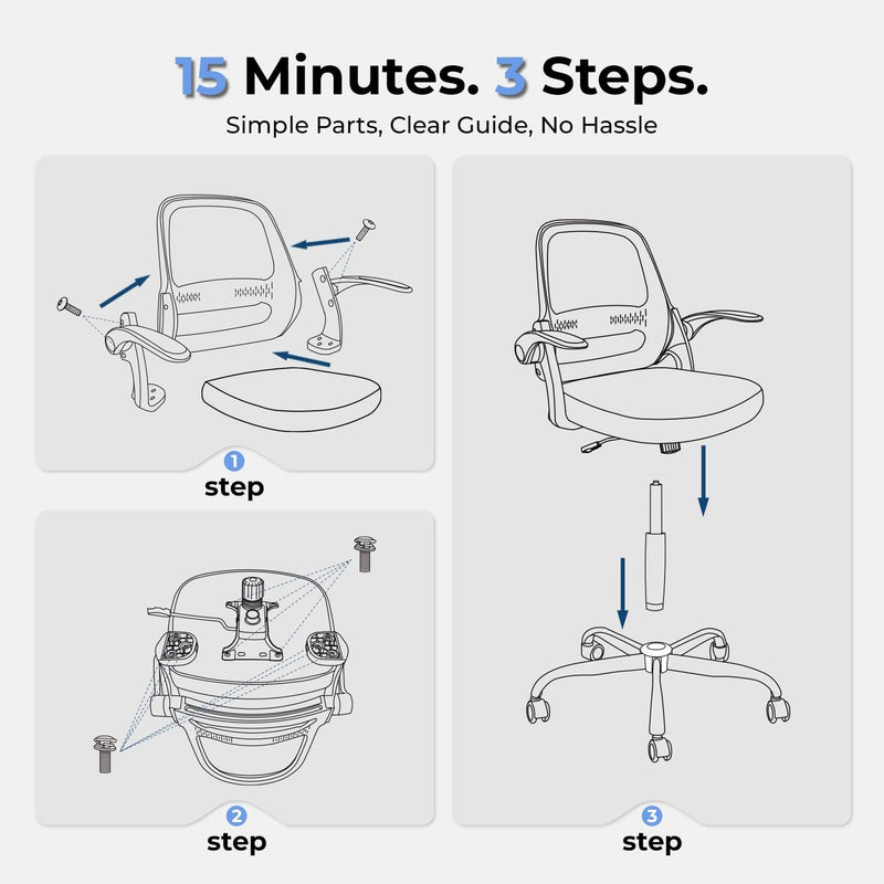Office Chair Ergonomic Home with Flip-Up Arms