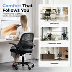 Office Chair Ergonomic Home with Flip-Up Arms