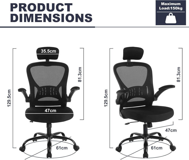 Office Chair Ergonomic Mesh Adjustable Desk