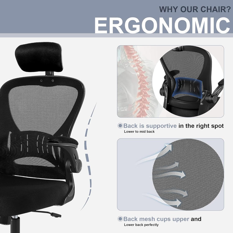 Office Chair Ergonomic Mesh Adjustable Desk