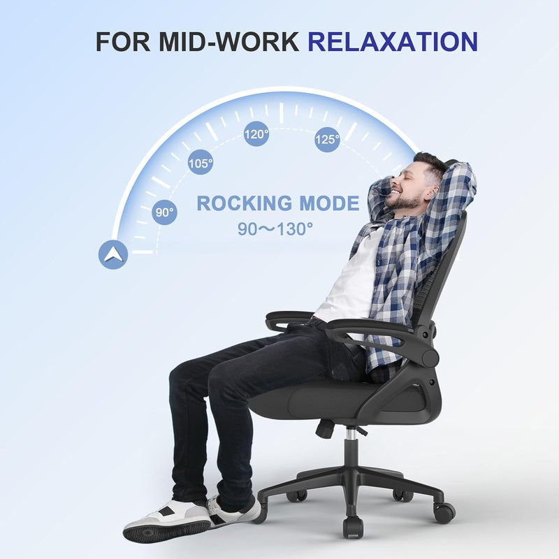 Office Chair Ergonomic with Lumbar Support Adjustable Armrests
