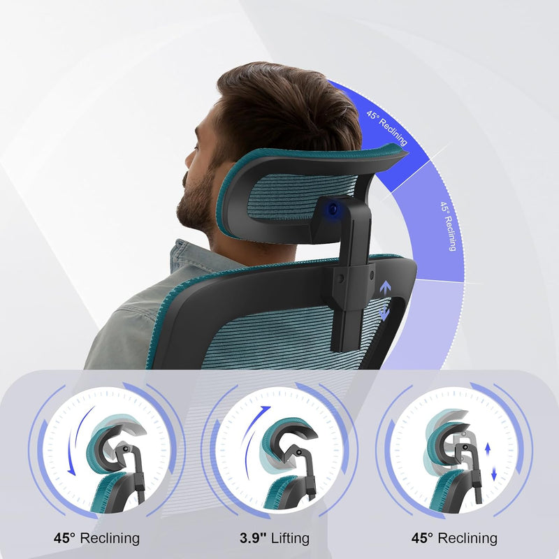 Office Chair Ergonomic with Lumbar Support Adjustable Armrests