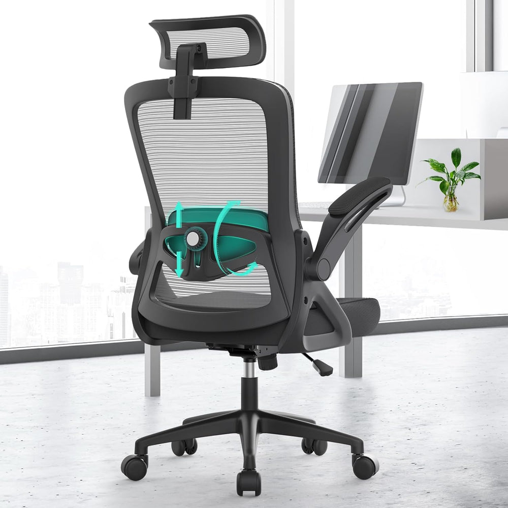 Office Chair Ergonomic with Lumbar Support Adjustable Armrests
