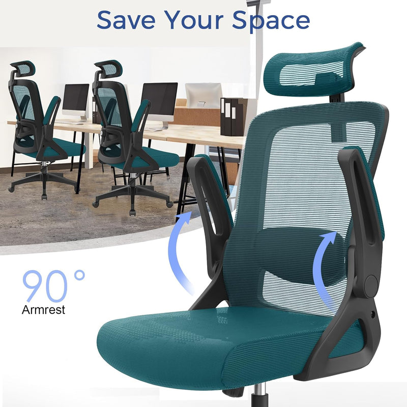 Office Chair Ergonomic with Lumbar Support Adjustable Armrests