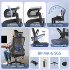 Office Chair Ergonomic with Lumbar Support Adjustable Armrests