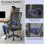 Office Chair Ergonomic with Lumbar Support Adjustable Armrests