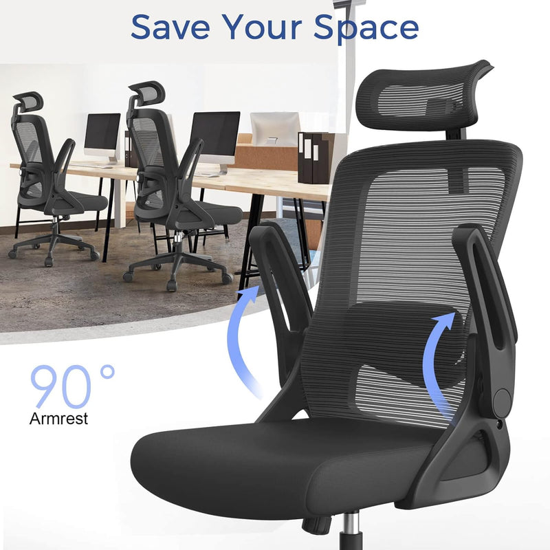 Office Chair Ergonomic with Lumbar Support Adjustable Armrests