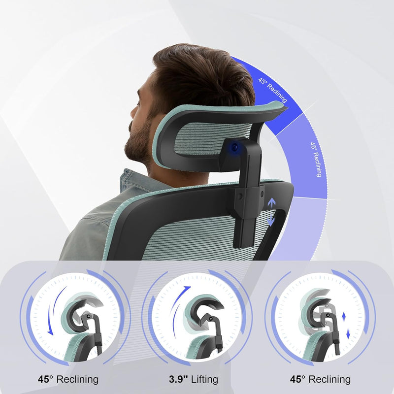 Office Chair Ergonomic with Lumbar Support Adjustable Armrests