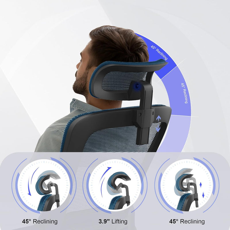Office Chair Ergonomic with Lumbar Support Adjustable Armrests