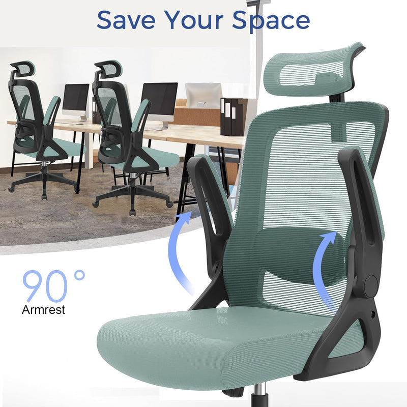 Office Chair Ergonomic with Lumbar Support Adjustable Armrests