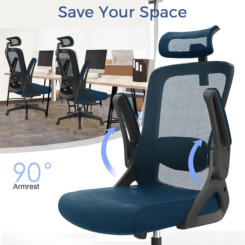 Office Chair Ergonomic with Lumbar Support Adjustable Armrests