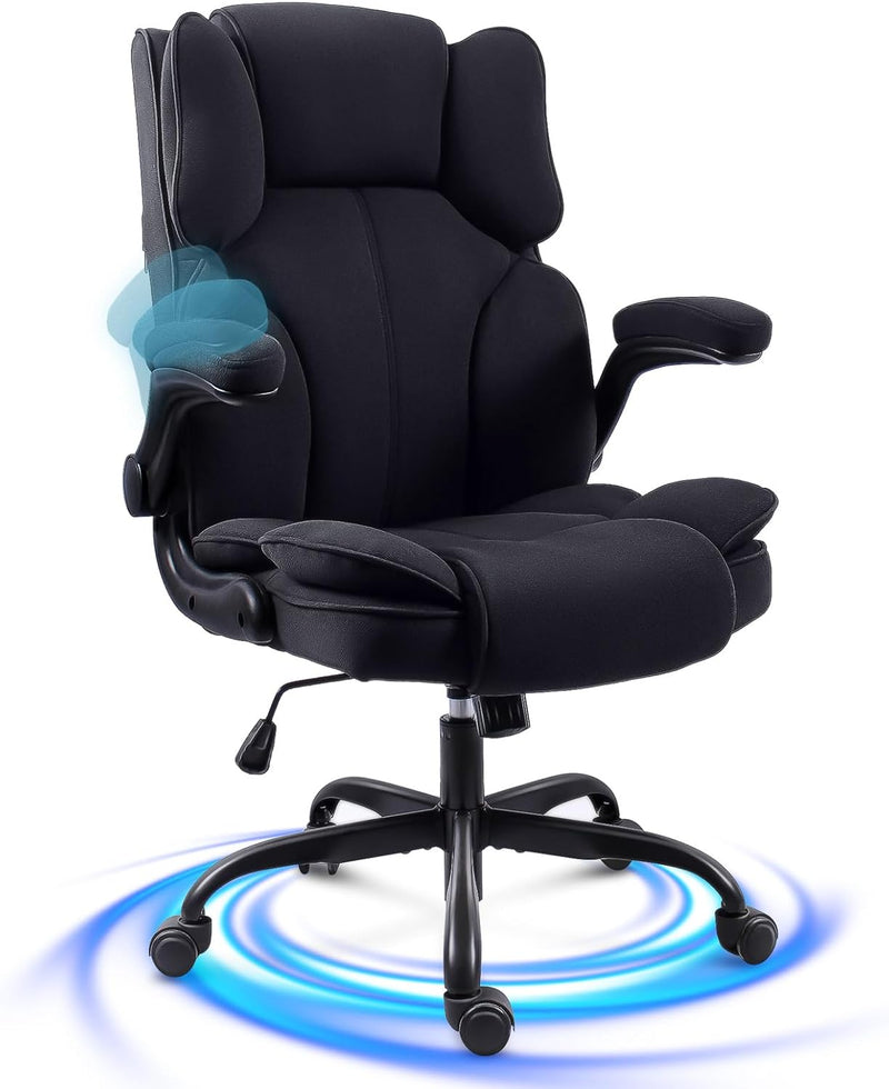 Office Chair Fabric Desk with Flip-Up Armrest
