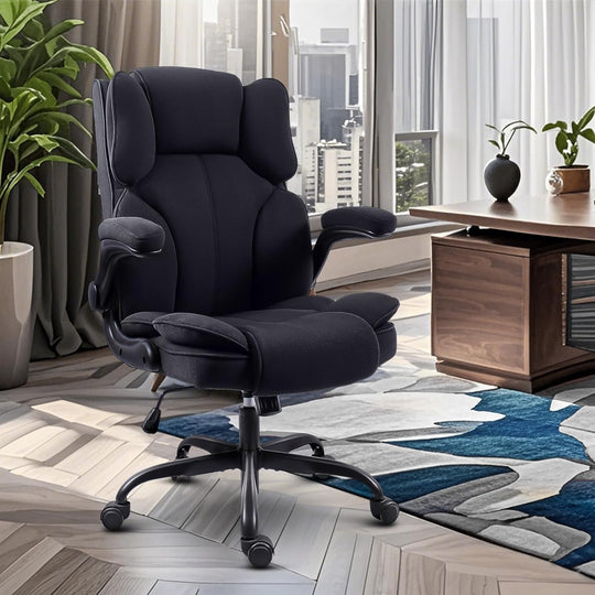 Office Chair Fabric Desk with Flip-Up Armrest