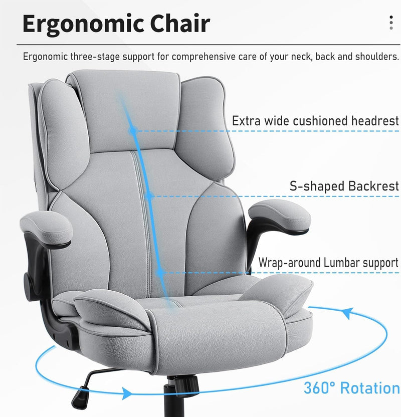 Office Chair Fabric Desk with Flip-Up Armrest
