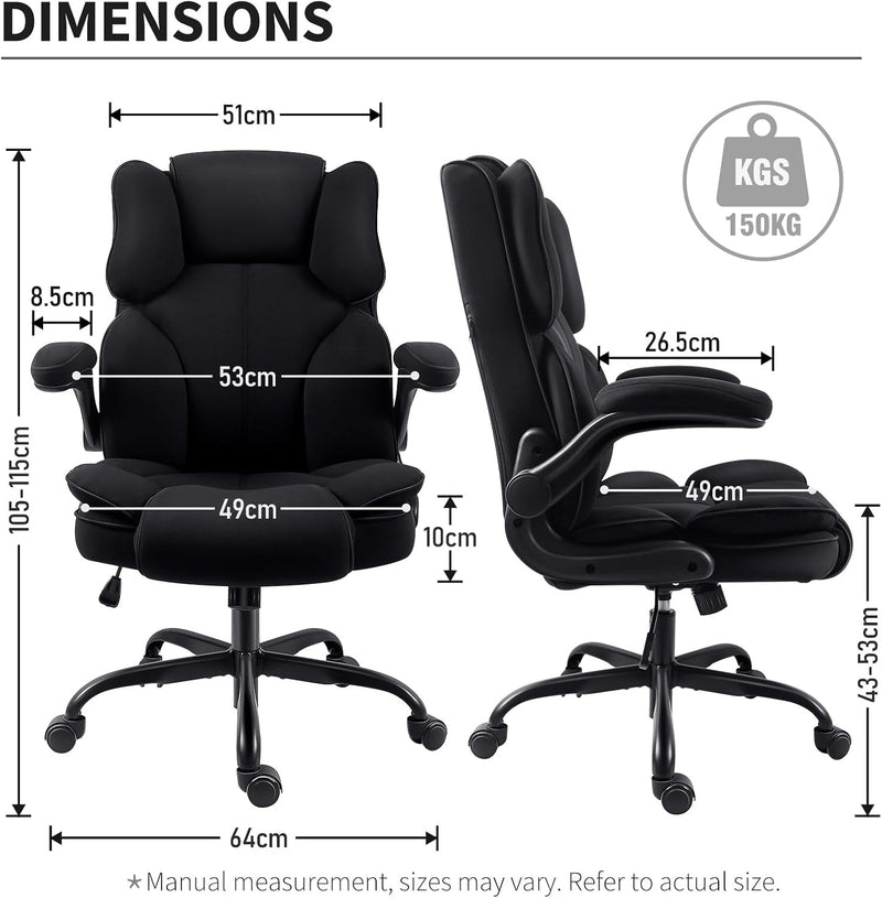 Office Chair Fabric Desk with Flip-Up Armrest