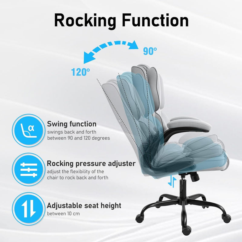 Office Chair Fabric Desk with Flip-Up Armrest